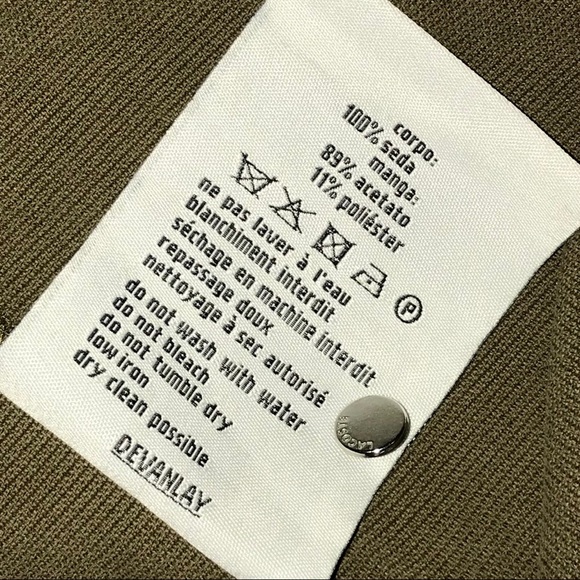 Lacoste Midi Silk Dress Olive W/Navy Trim Sz. 36/4 - Picture 7 of 9